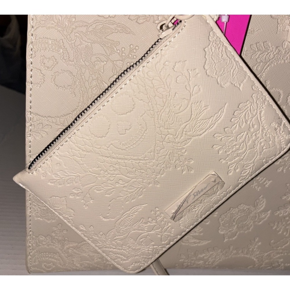 Betsey Johnson Xokiara2 Embossed Tote Bag White Skulls Halloween Satchel Purse - Picture 13 of 16